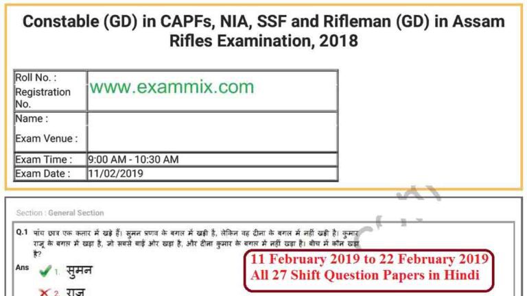 Ssc Gd Constable Old Question Papers In English Pdf