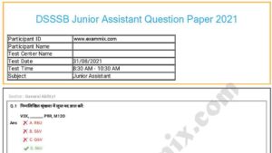 DSSSB Junior Assistant Question Papers 2021 PDF