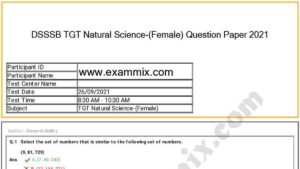 DSSSB TGT Natural Science (Female) Question Paper 2021 PDF